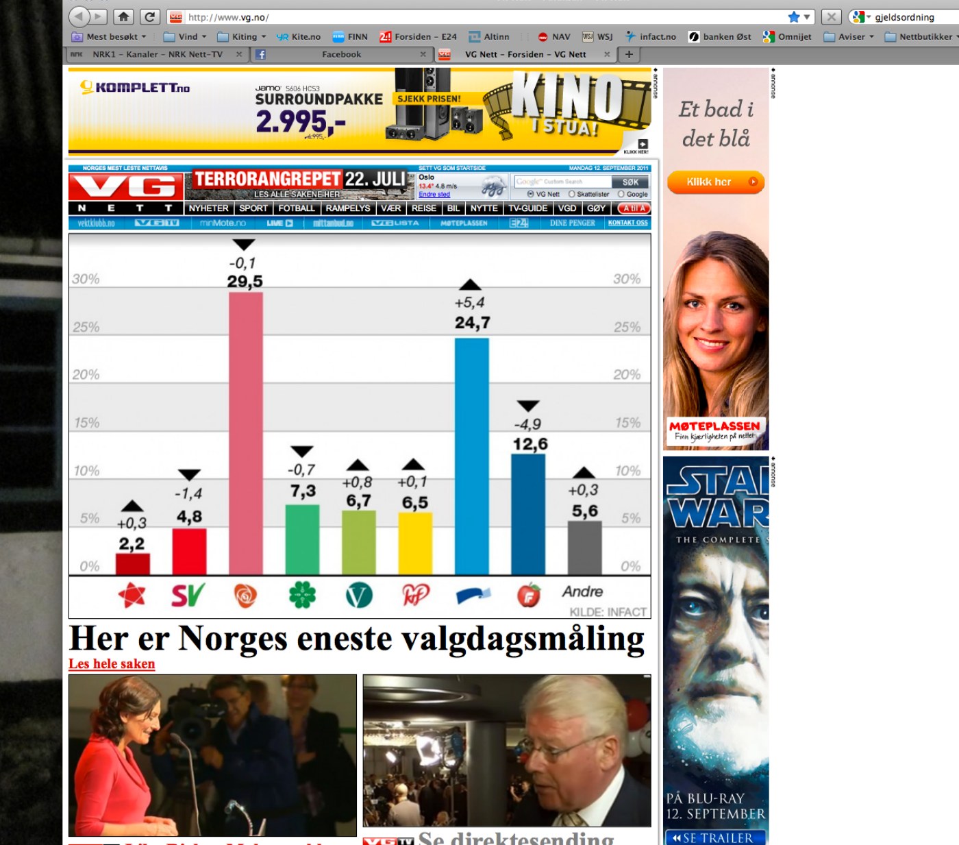 VG Netts valgdagsmåling med InFact som kilde